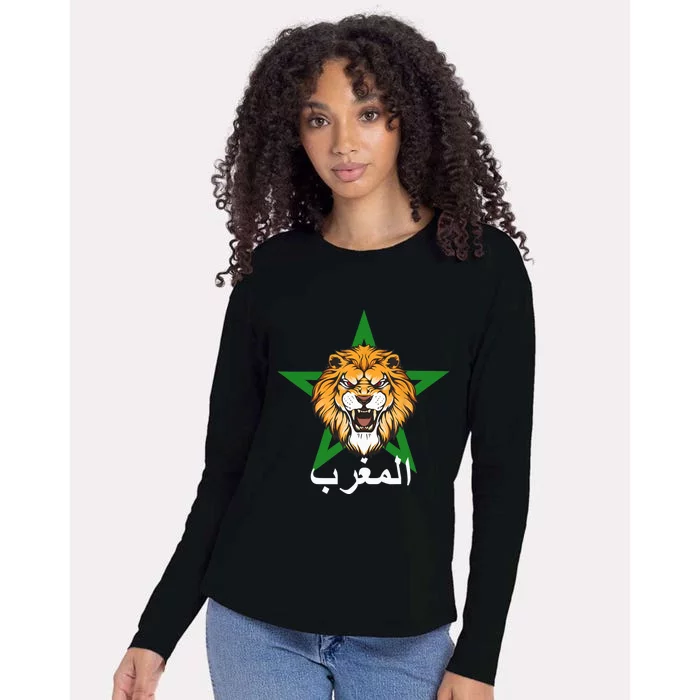 Morocco Flag Moroccan Soccer Supporter Womens Cotton Relaxed Long Sleeve T-Shirt