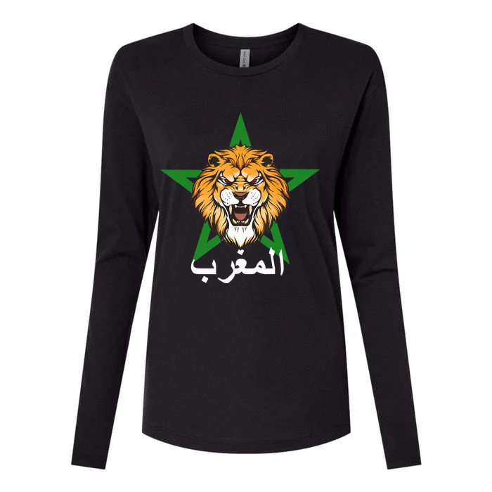 Morocco Flag Moroccan Soccer Supporter Womens Cotton Relaxed Long Sleeve T-Shirt