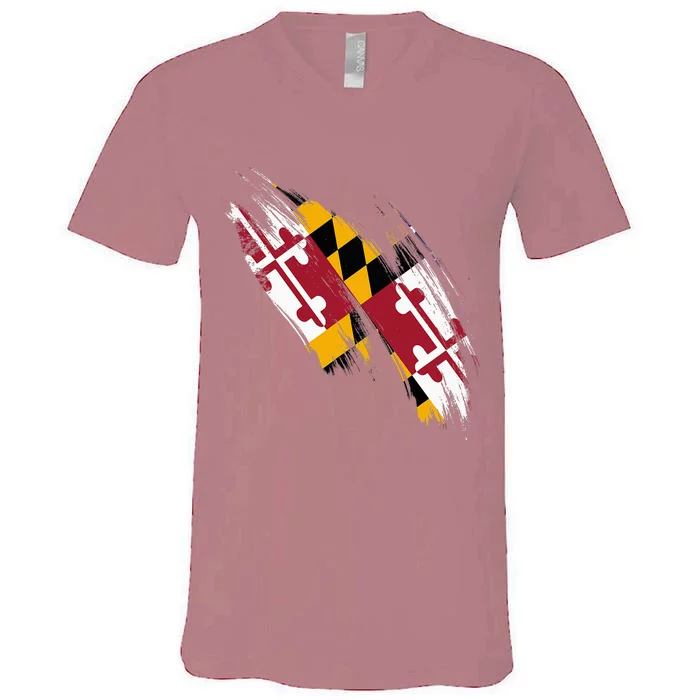 Maryland Flag Marylander Maryland Flag State Pride V-Neck T-Shirt