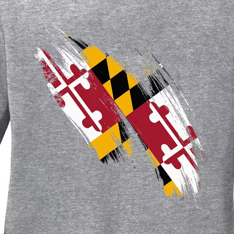 Maryland Flag Marylander Maryland Flag State Pride Ladies Long Sleeve Shirt