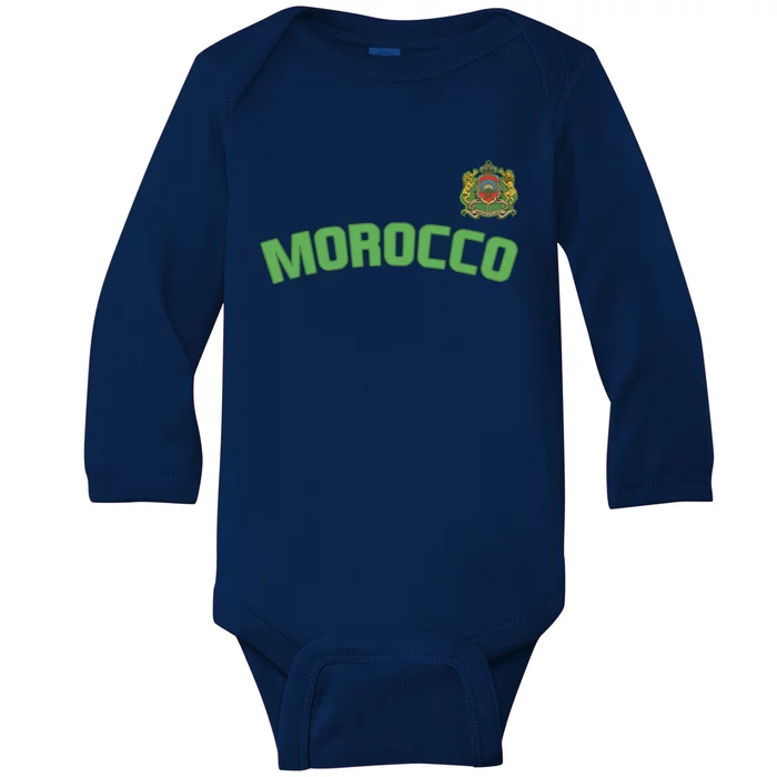 Morocco Flag Moroccan Pride International Country Funny Gift Baby Long Sleeve Bodysuit