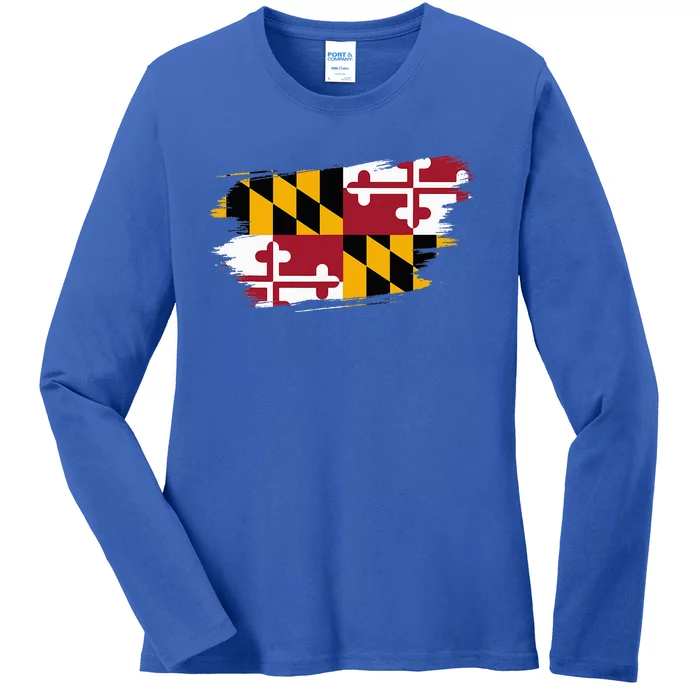 Maryland Flag Marylander Maryland Flag State Pride Ladies Long Sleeve Shirt