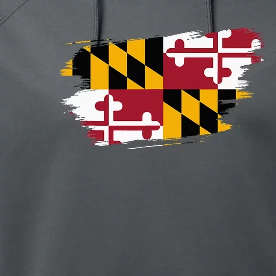 Maryland Flag Marylander Maryland Flag State Pride Performance Fleece Hoodie