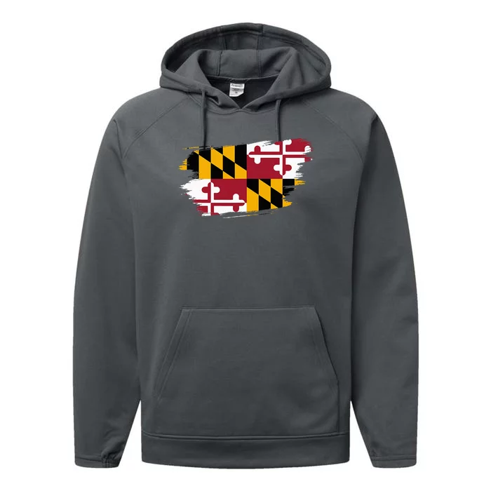 Maryland Flag Marylander Maryland Flag State Pride Performance Fleece Hoodie