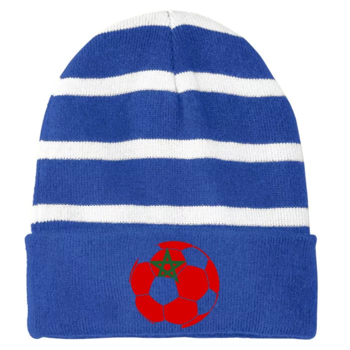 Morocco Flag Moroccan Soccer Supporter Funny Gift Striped Beanie with Solid Band