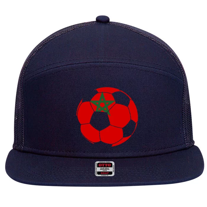 Morocco Flag Moroccan Soccer Supporter Funny Gift 7 Panel Mesh Trucker Snapback Hat