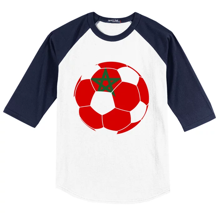 Morocco Flag Moroccan Soccer Supporter Funny Gift Baseball Sleeve Shirt