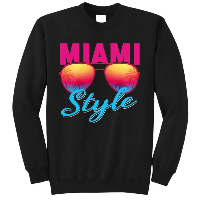 Miami Florida Miami Colorful Sunrise Sunglasses Graphic Tall Sweatshirt