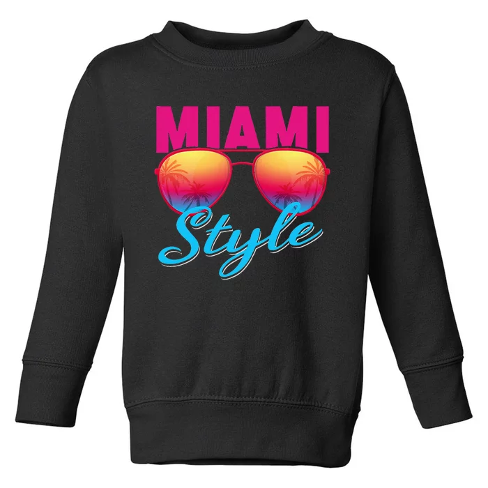 Miami Florida Miami Colorful Sunrise Sunglasses Graphic Toddler Sweatshirt