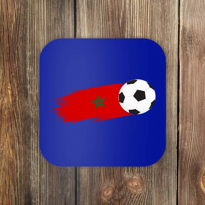 Morocco Flag Moroccan Soccer Supporter Funny Gift Coaster