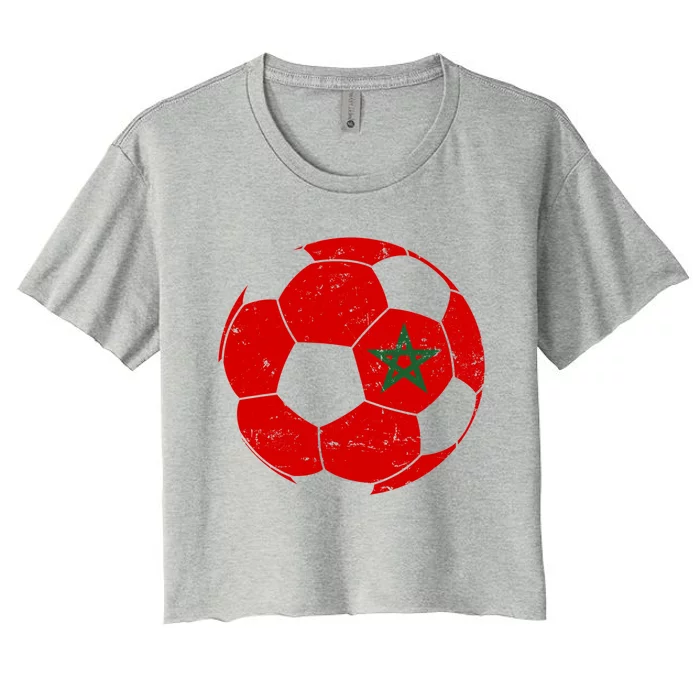 Morocco Flag Moroccan Soccer Supporter Gift Women's Crop Top Tee