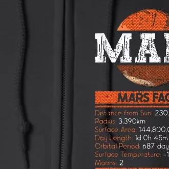 Mars Facts Mars Planet Space Lover Full Zip Hoodie