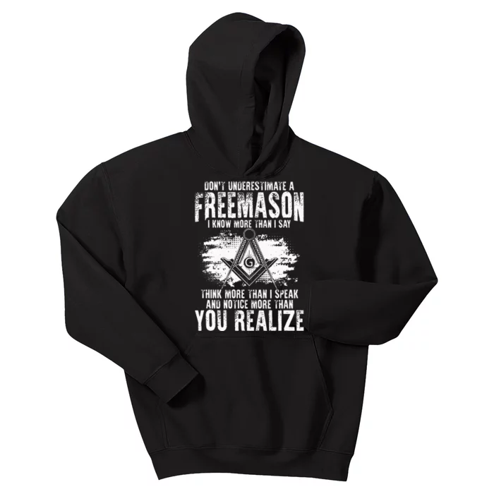 Masonry Freemasonry Masonic DonT Underestimate A Freemasons Kids Hoodie