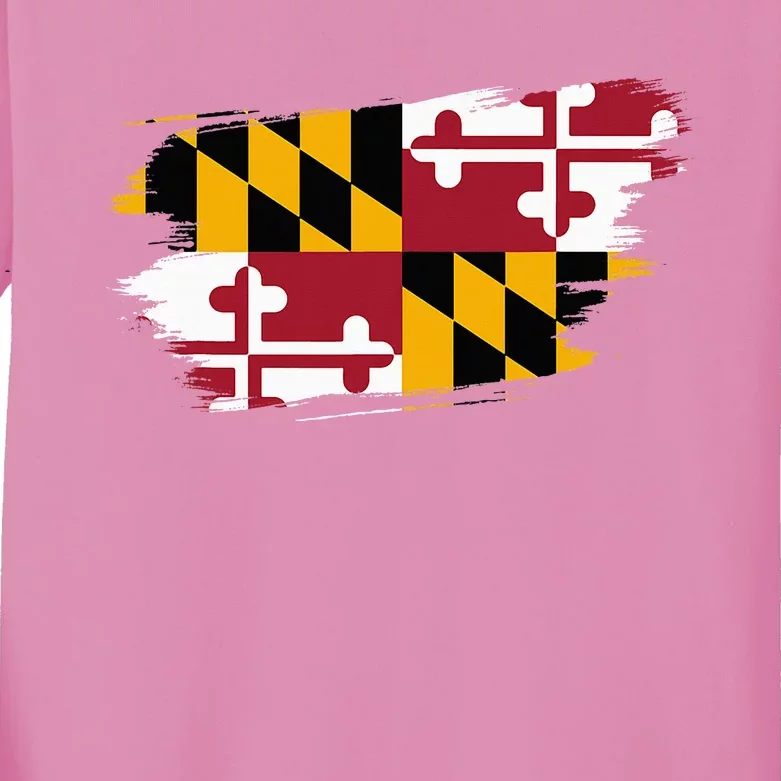 Maryland Flag Marylander Maryland Flag State Pride Kids Long Sleeve Shirt