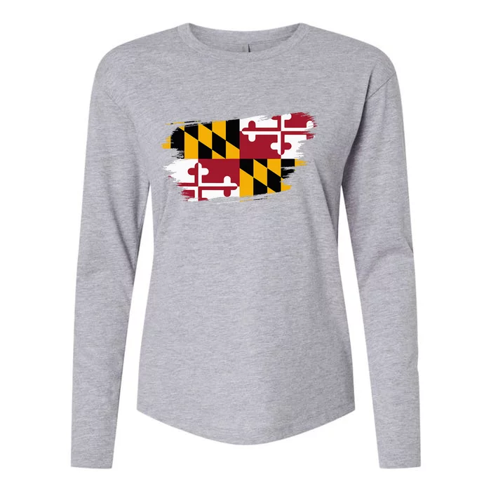 Maryland Flag Marylander Maryland Flag State Pride Womens Cotton Relaxed Long Sleeve T-Shirt