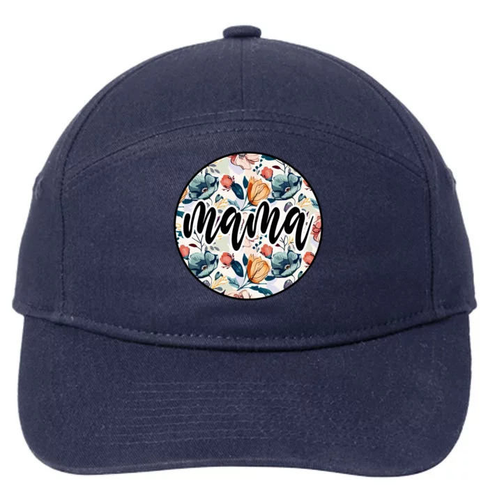 Mama Floral Mom Flower Mother's Day 7-Panel Snapback Hat