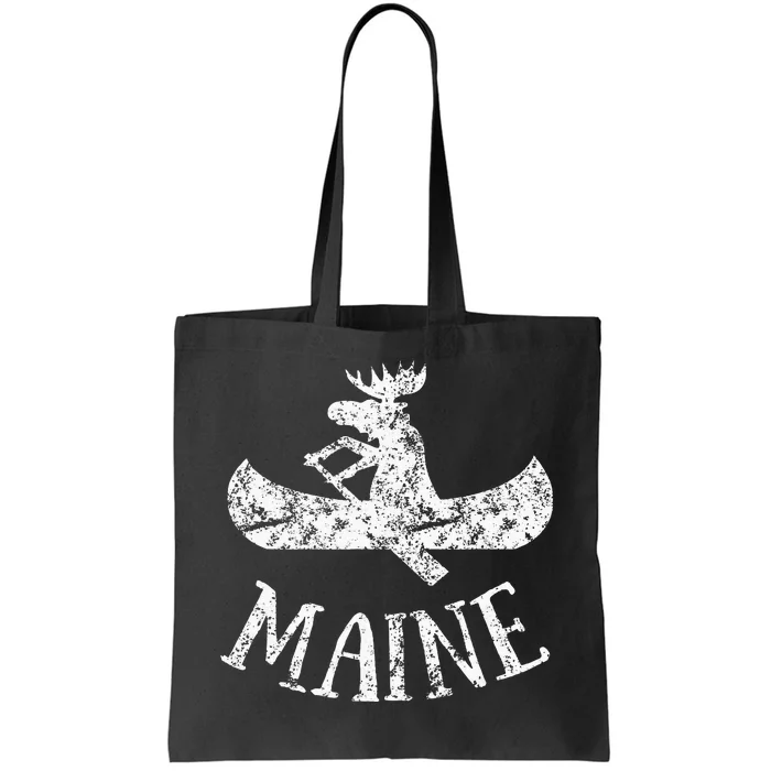 Maine Funny Moose Canoe Vacation Tote Bag