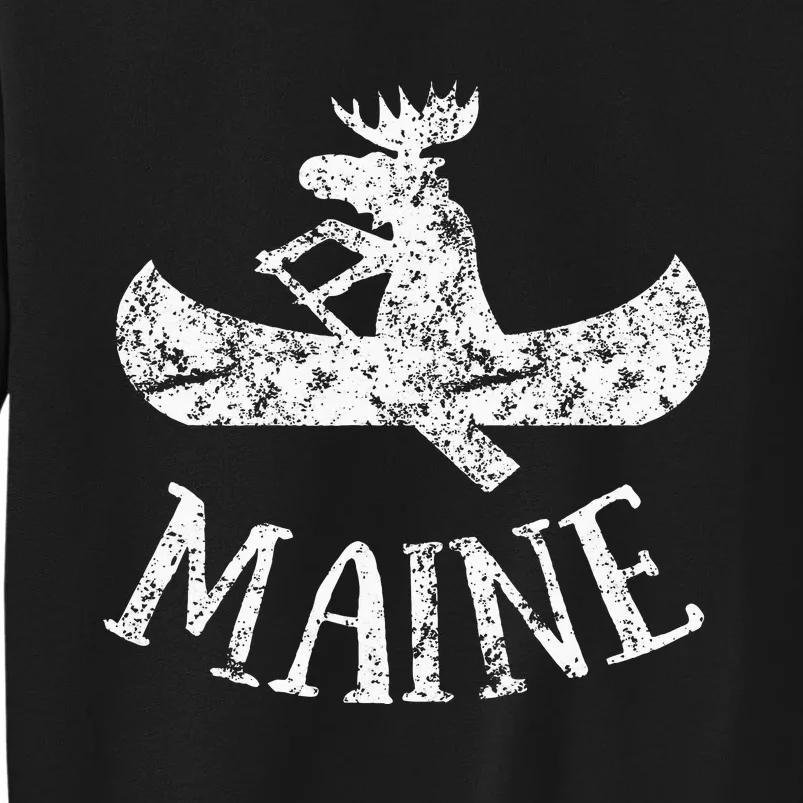 Maine Funny Moose Canoe Vacation Tall Sweatshirt