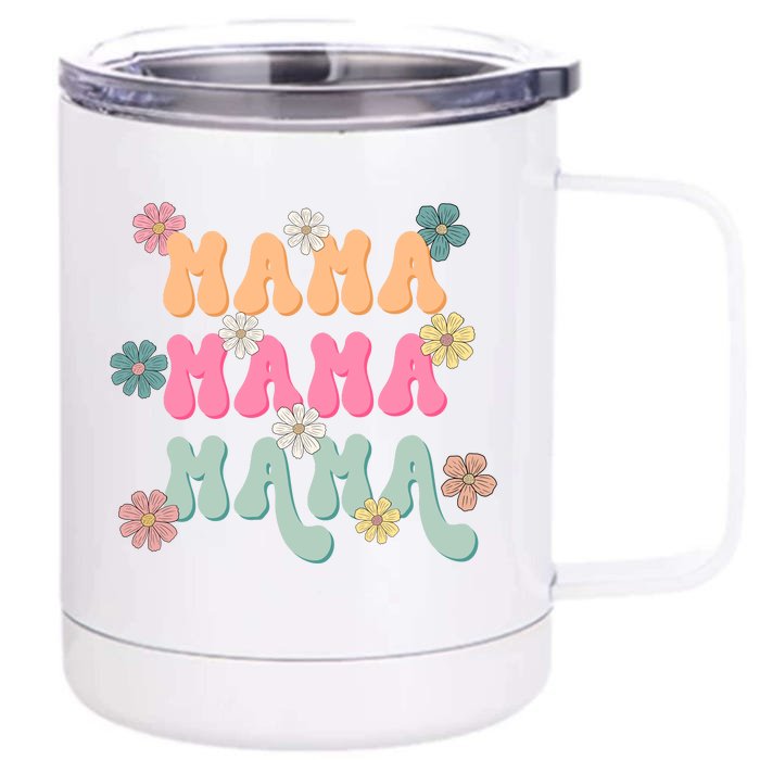 Mama Flowers Mother's Day Mom Floral Front & Back 12oz Stainless Steel Tumbler Cup