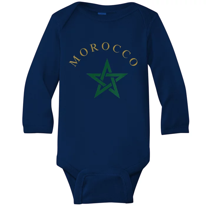 Morocco Flag Baby Long Sleeve Bodysuit