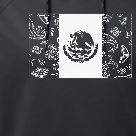 Mexican Flag  Mexican Flag With Paisley Bandana Performance Fleece Hoodie