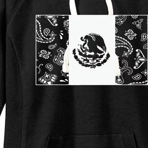 Mexican Flag  Mexican Flag With Paisley Bandana Women's Fleece Hoodie