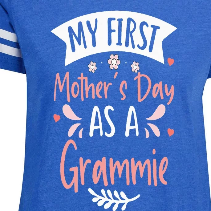 My First MotherS Day As A Grammie 2024 Funny Mothers Day Enza Ladies Jersey Football T-Shirt