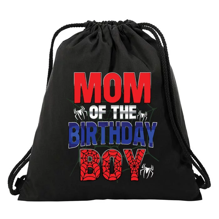 Matching Family Mom Of The Birthday Boy Spider Web Drawstring Bag