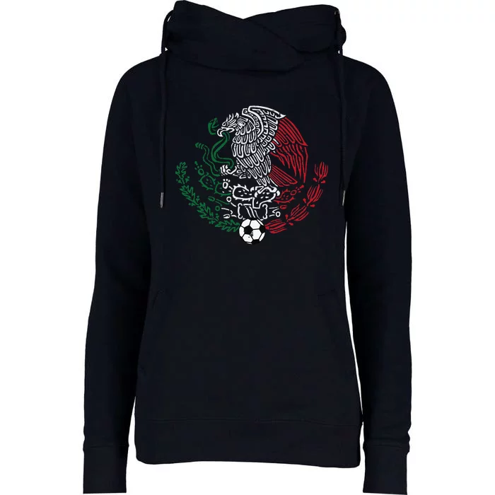 Mexico Flag Mexican Eagle Soccer Womens Funnel Neck Pullover Hood