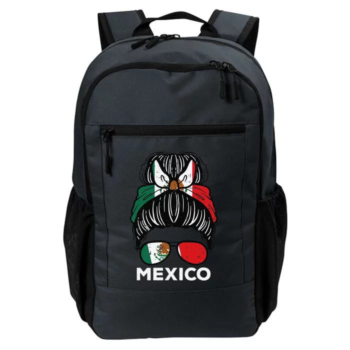 Mexico Flag Mexican Girl Hairbun Football Soccer Fan Women Daily Commute Backpack