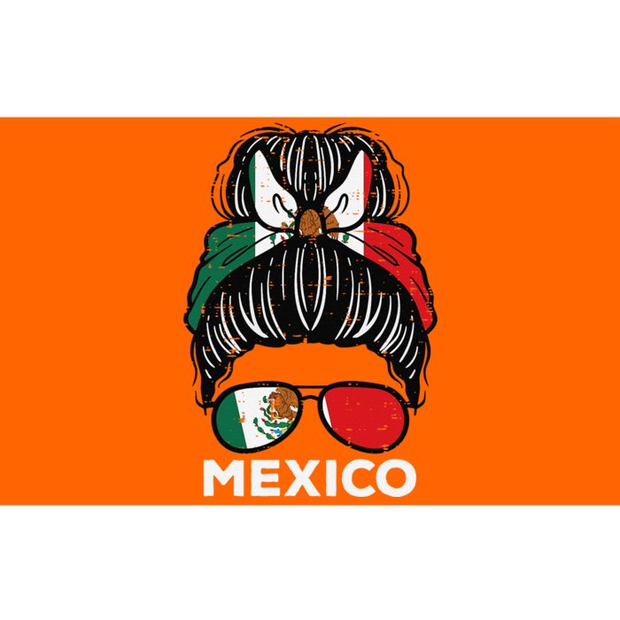 Mexico Flag Mexican Girl Hairbun Football Soccer Fan Women Bumper Sticker