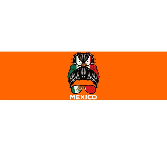 Mexico Flag Mexican Girl Hairbun Football Soccer Fan Women Bumper Sticker