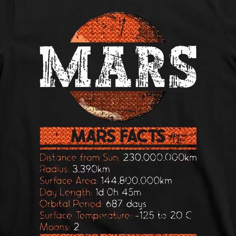 Mars Facts Mars Planet Space Lover T-Shirt