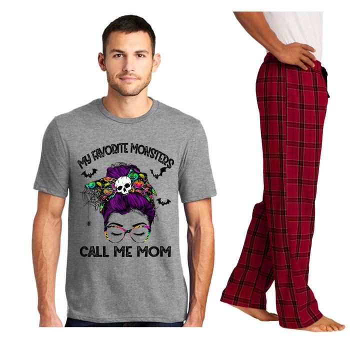 My Favorite Monsters Call Me Mom Messy Bun Happy Halloween Pajama Set