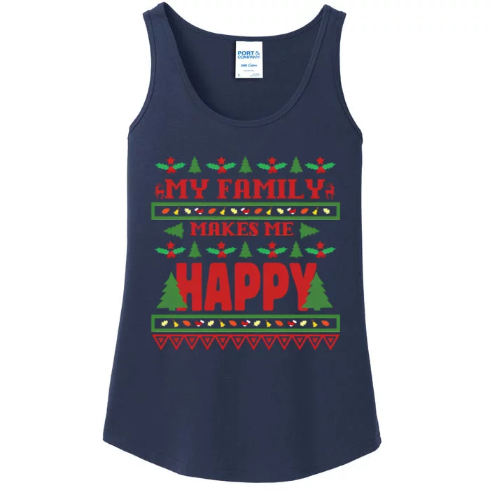 My Family Makes My Happy Ugly Christmas Ladies Essential Tank