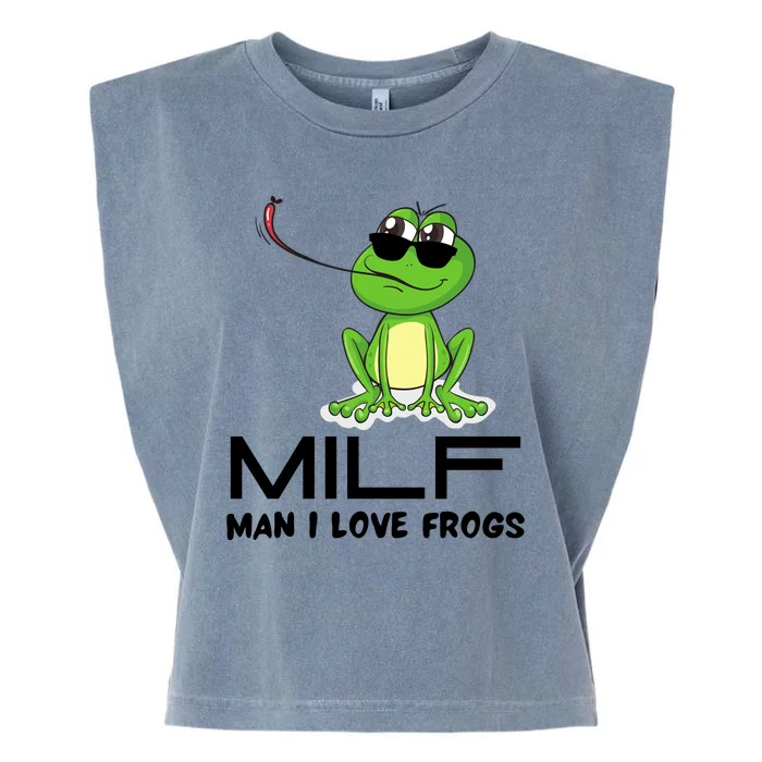 MILF Funny Man I Love Frogs Lover Garment-Dyed Women's Muscle Tee