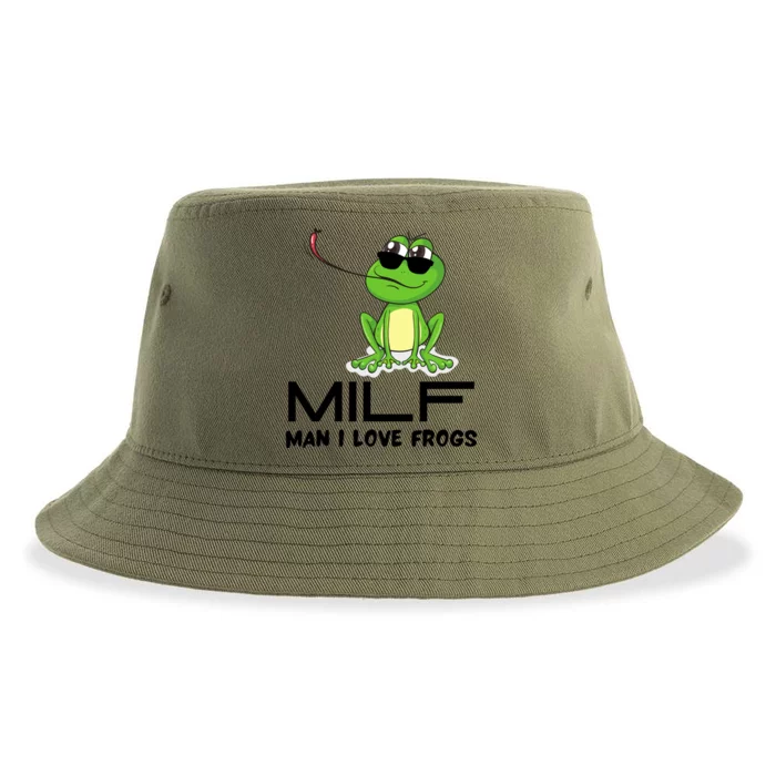 MILF Funny Man I Love Frogs Lover Sustainable Bucket Hat