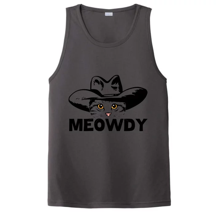 Meowdy Funny Mashup Between Meow And Howdy Cat Meme Gift Performance Tank