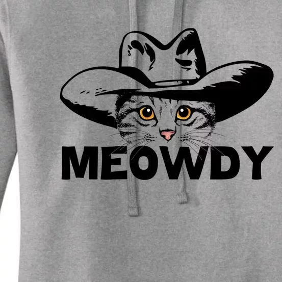 Meowdy Funny Mashup Between Meow And Howdy Cat Meme Gift Women's Pullover Hoodie