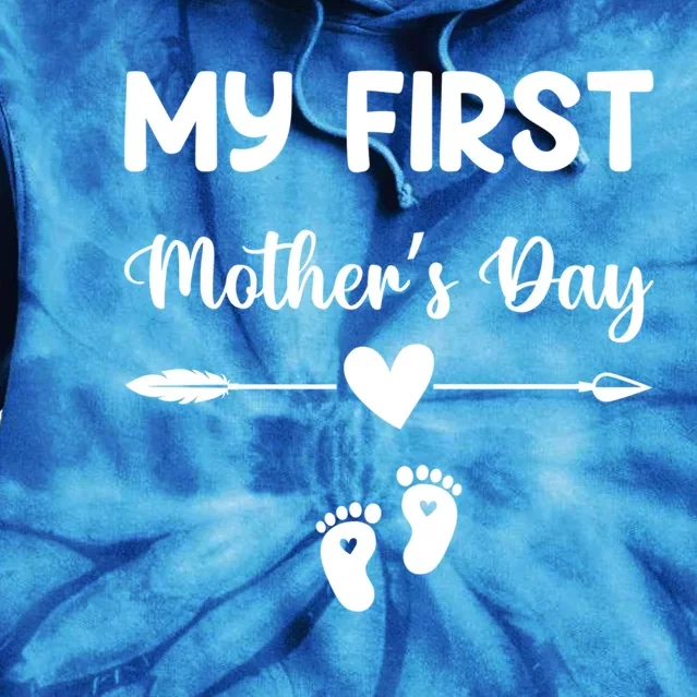 My First Mothers Day New Mom To Be Pregnancy Mothers Day Funny Gift Tie Dye Hoodie