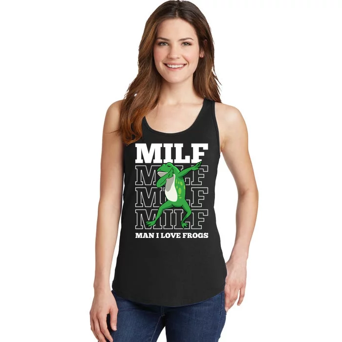 MILF Funny Man I Love Frogs Lover Dabbing Frog Amphibian Ladies Essential Tank