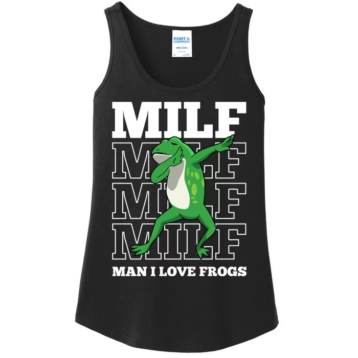 MILF Funny Man I Love Frogs Lover Dabbing Frog Amphibian Ladies Essential Tank