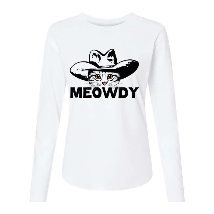 Meowdy Funny Mashup Between Meow And Howdy Cat Meme Cool Gift Womens Cotton Relaxed Long Sleeve T-Shirt