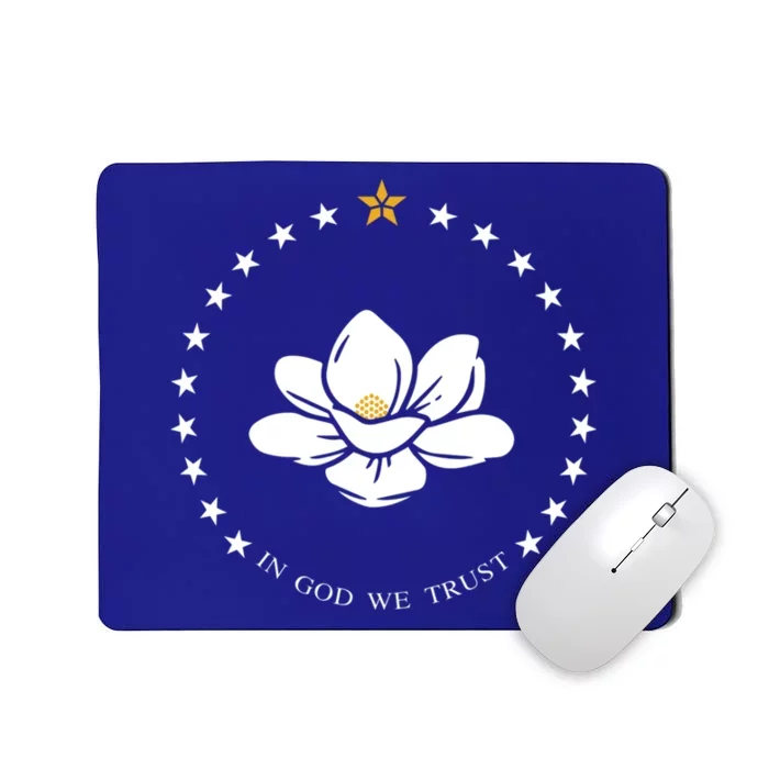 Mississippi Flag Magnolia In God We Trust Gift Mousepad