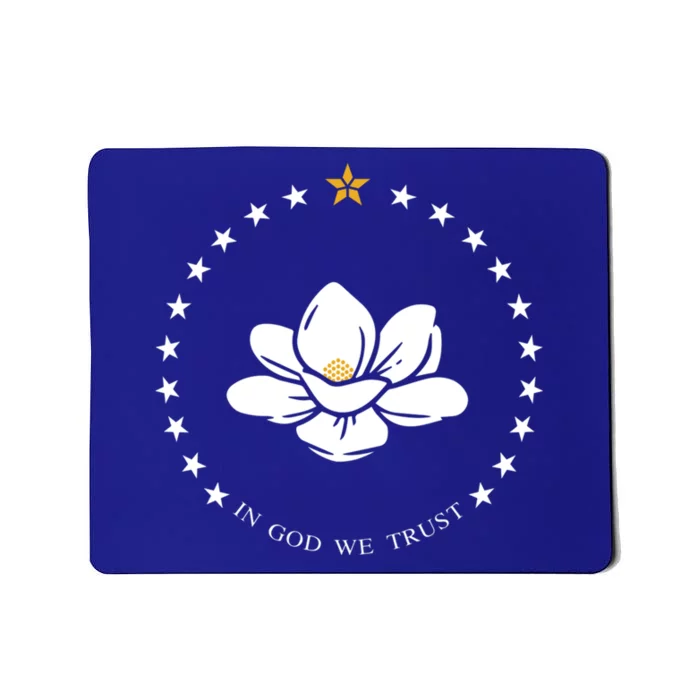 Mississippi Flag Magnolia In God We Trust Gift Mousepad