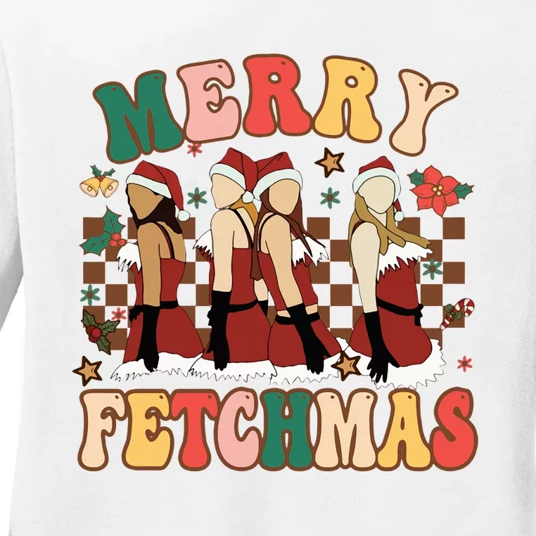 Merry Fetchmas Mean Christmas Funny Christmas Party Ladies Long Sleeve Shirt