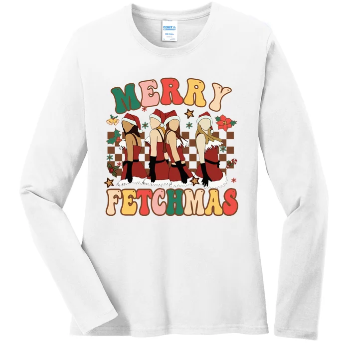 Merry Fetchmas Mean Christmas Funny Christmas Party Ladies Long Sleeve Shirt