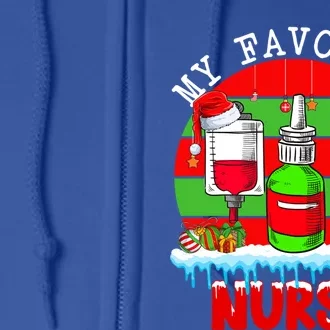 My Favorite Nurse Christmas Santa Hat Costume Proud Job Gift Full Zip Hoodie