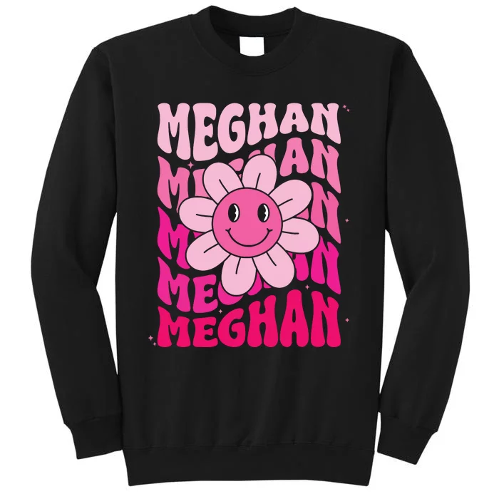 Meghan First Name I Love Meghan Girl Groovy 80S Vintage Tall Sweatshirt