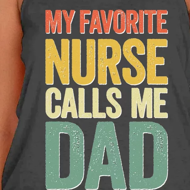 My Favorite Nurse Calls Me Dad Father's Day Women's Knotted Racerback Tank